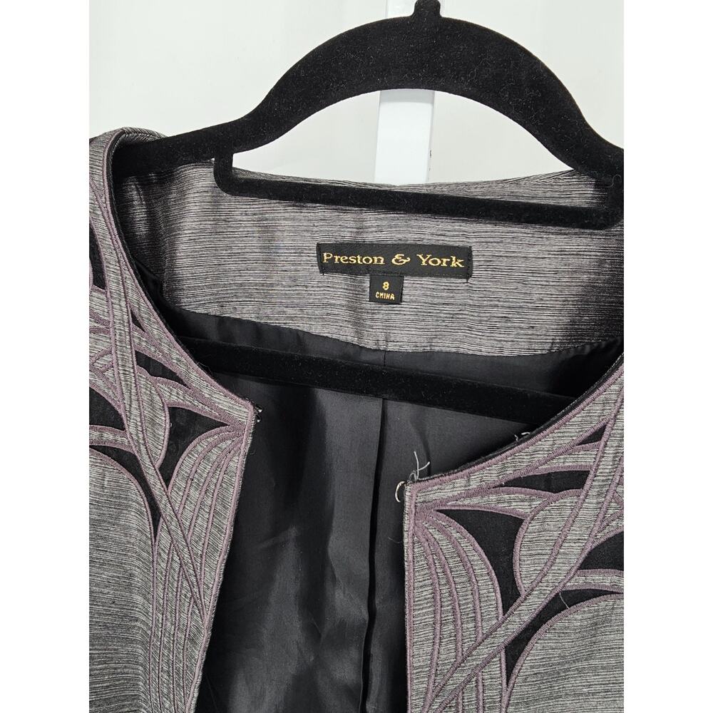 Preston & York Womens Sz 8 Formal Suit Jacket Blazer Silver Black - Picture 3 of 4